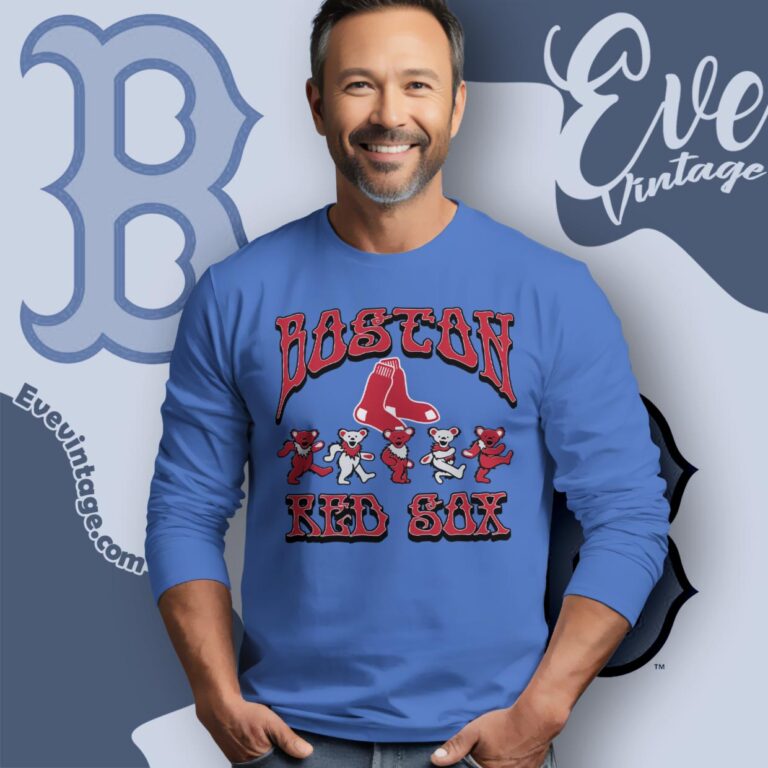 Dancing Bears Boston Red Sox Grateful Dead Shirt Long Sleeve Tee Dancing Bears Boston Red Sox Grateful Dead Shirt Long Sleeve Tee