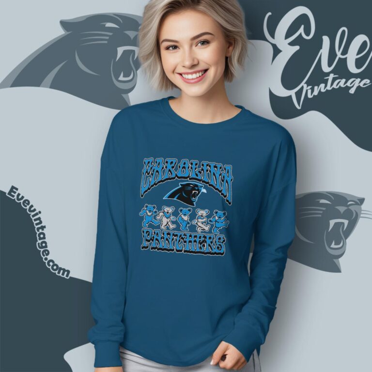Dancing Bears Carolina Panthers Grateful Dead Shirt Long Sleeve Tee Dancing Bears Carolina Panthers Grateful Dead Shirt Long Sleeve Tee
