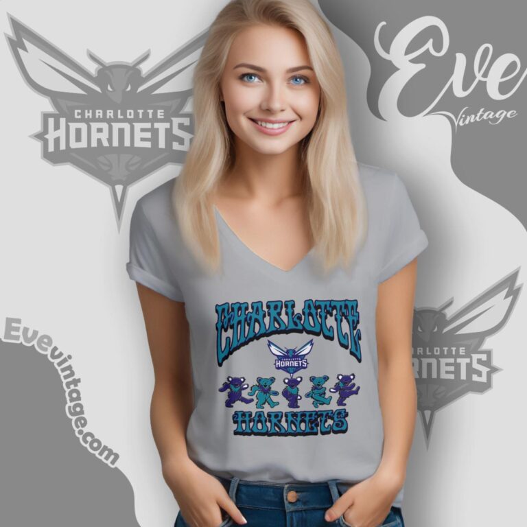 Dancing Bears Charlotte Hornets Grateful Dead Shirt V Neck TShirt Dancing Bears Charlotte Hornets Grateful Dead Shirt V Neck TShirt