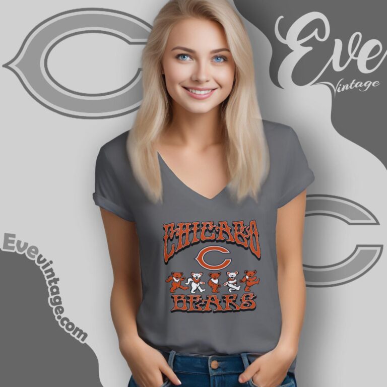 Dancing Bears Chicago Bears Grateful Dead Shirt V Neck TShirt Dancing Bears Chicago Bears Grateful Dead Shirt V Neck TShirt