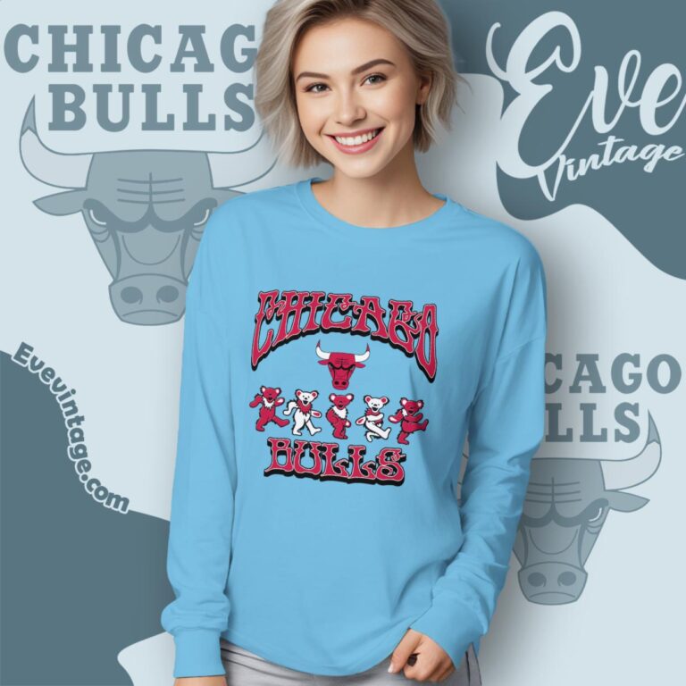 Dancing Bears Chicago Bulls Grateful Dead Shirt Long Sleeve Tee Dancing Bears Chicago Bulls Grateful Dead Shirt Long Sleeve Tee
