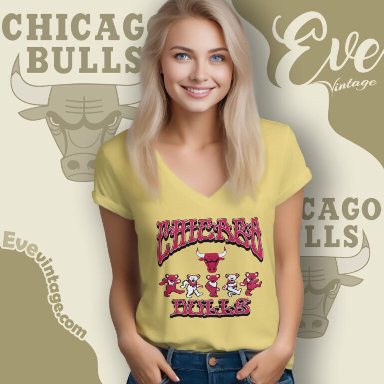 Dancing Bears Chicago Bulls Grateful Dead Shirt V Neck TShirt Dancing Bears Chicago Bulls Grateful Dead Shirt V Neck TShirt