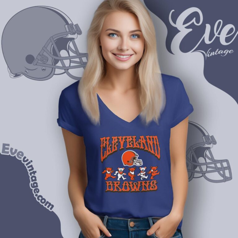 Dancing Bears Cleveland Browns Grateful Dead Shirt V Neck TShirt Dancing Bears Cleveland Browns Grateful Dead Shirt V Neck TShirt