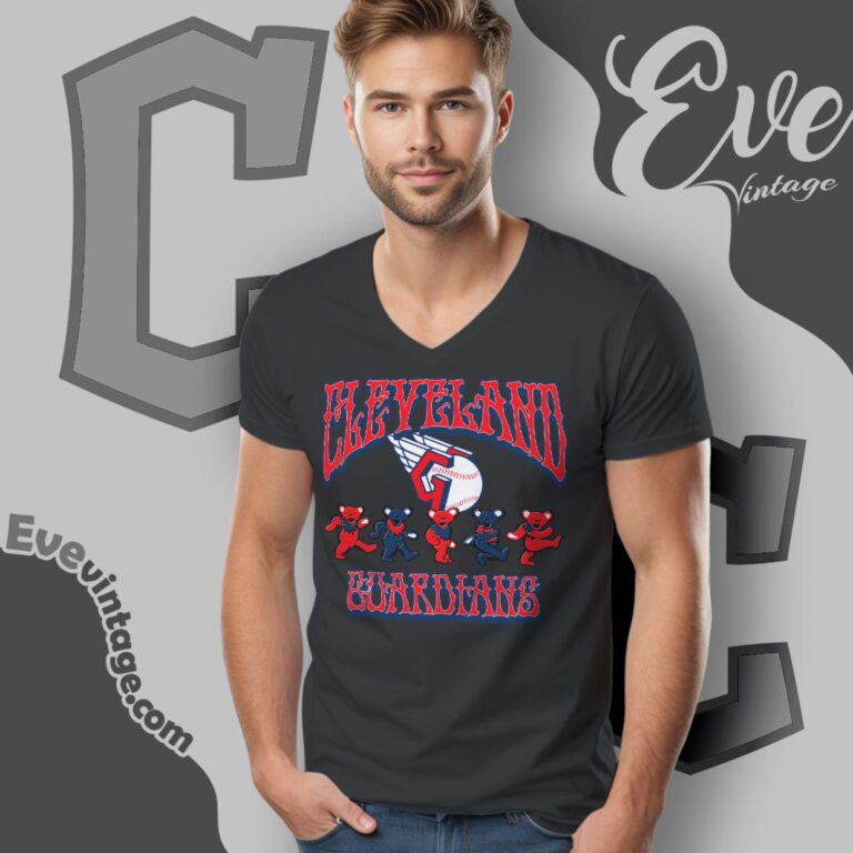Dancing Bears Cleveland Guardians Grateful Dead Shirt V Neck TShirt Dancing Bears Cleveland Guardians Grateful Dead Shirt V Neck TShirt