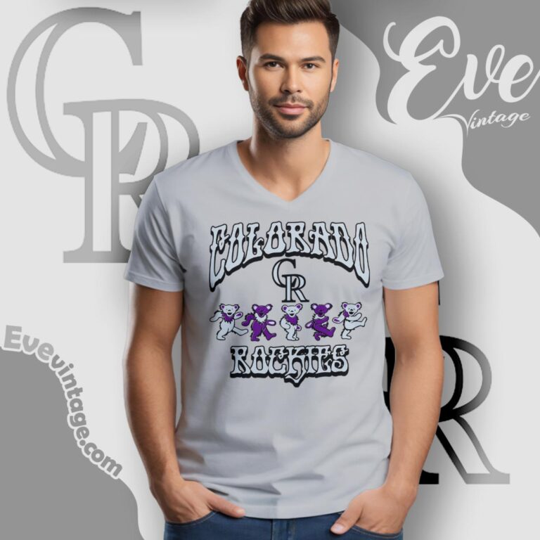 Dancing Bears Colorado Rockies Grateful Dead Shirt V Neck TShirt Dancing Bears Colorado Rockies Grateful Dead Shirt V Neck TShirt