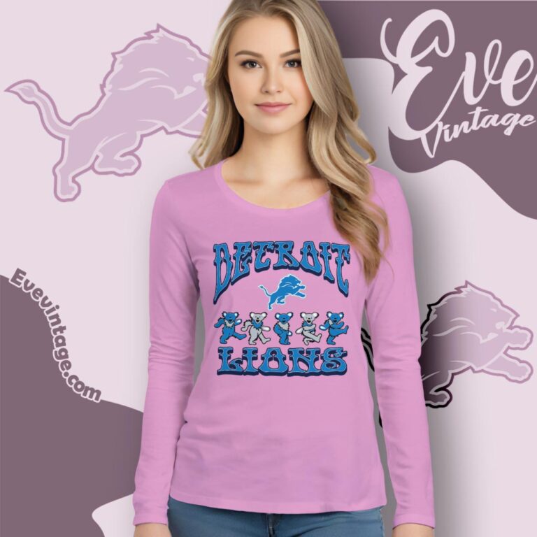 Dancing Bears Detroit Lions Grateful Dead Shirt Long Sleeve Tee Dancing Bears Detroit Lions Grateful Dead Shirt Long Sleeve Tee