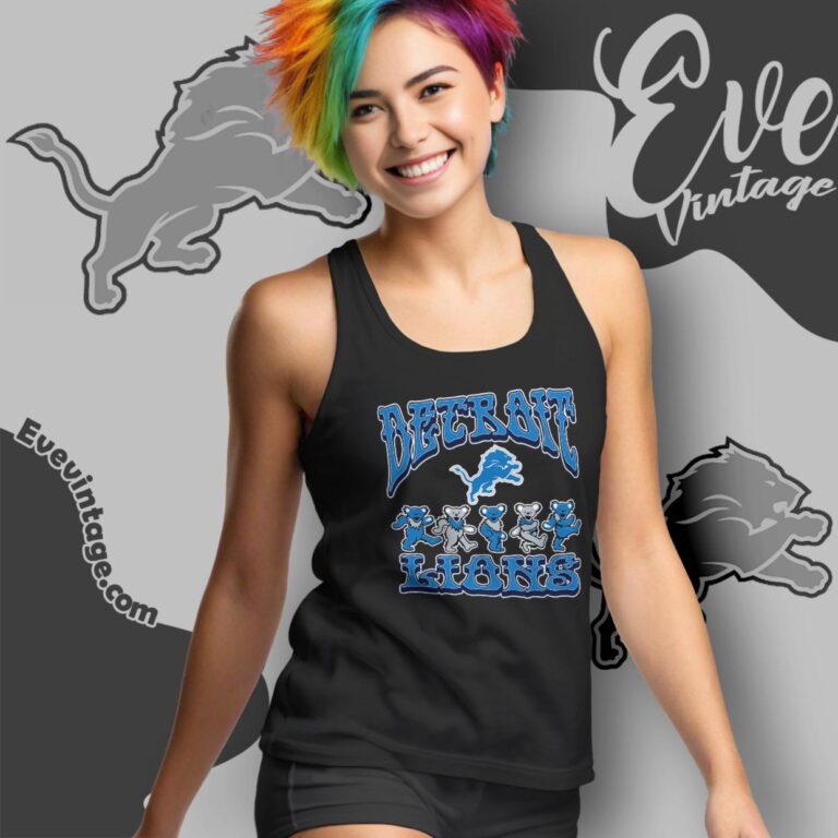 Dancing Bears Detroit Lions Grateful Dead Shirt Tank Top Racerback Dancing Bears Detroit Lions Grateful Dead Shirt Tank Top Racerback