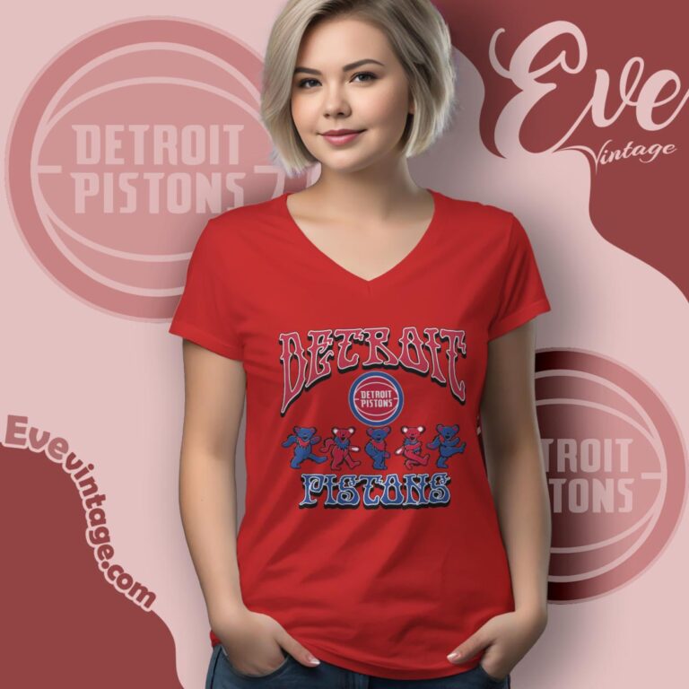 Dancing Bears Detroit Pistons Grateful Dead Shirt V Neck TShirt Dancing Bears Detroit Pistons Grateful Dead Shirt V Neck TShirt
