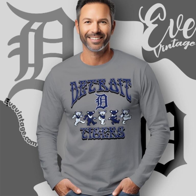Dancing Bears Detroit Tigers Grateful Dead Shirt Long Sleeve Tee Dancing Bears Detroit Tigers Grateful Dead Shirt Long Sleeve Tee