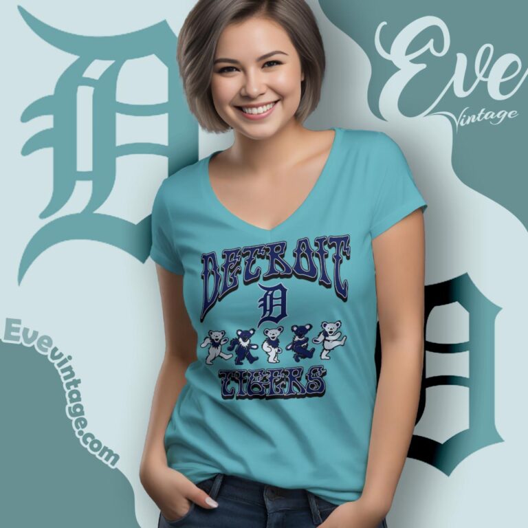 Dancing Bears Detroit Tigers Grateful Dead Shirt V Neck TShirt Dancing Bears Detroit Tigers Grateful Dead Shirt V Neck TShirt