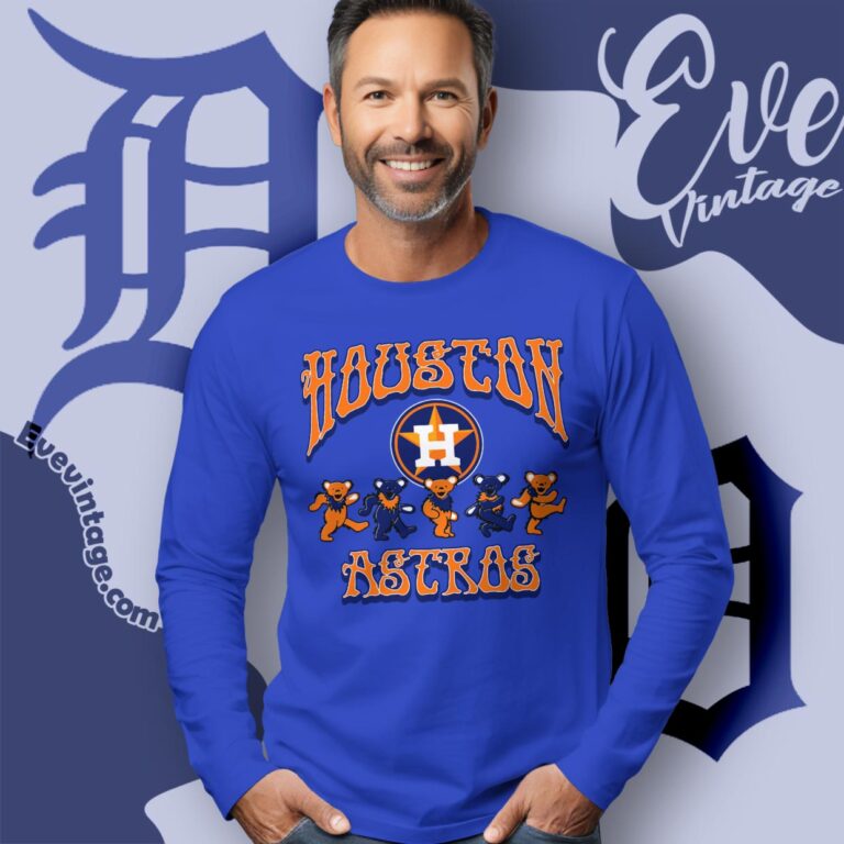 Dancing Bears Houston Astros Grateful Dead Shirt Long Sleeve Tee Dancing Bears Houston Astros Grateful Dead Shirt Long Sleeve Tee