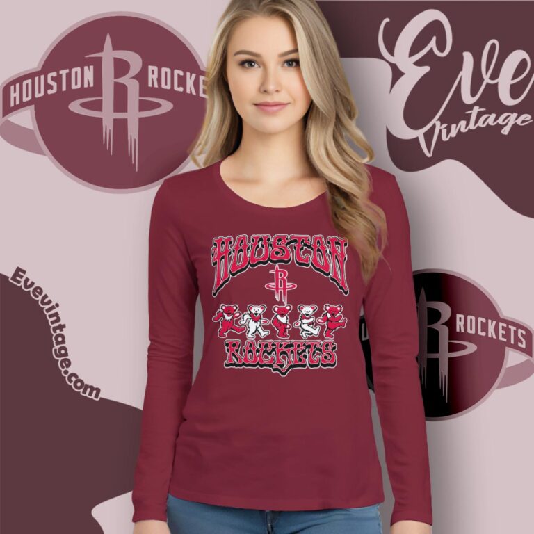 Dancing Bears Houston Rockets Grateful Dead Shirt Long Sleeve Tee Dancing Bears Houston Rockets Grateful Dead Shirt Long Sleeve Tee
