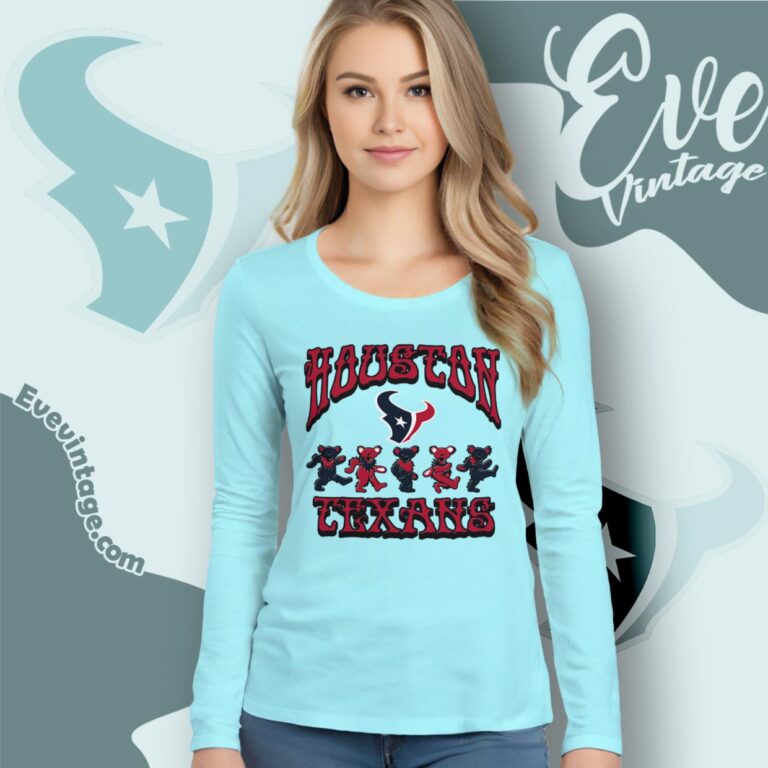 Dancing Bears Houston Texans Grateful Dead Shirt Long Sleeve Tee Dancing Bears Houston Texans Grateful Dead Shirt Long Sleeve Tee