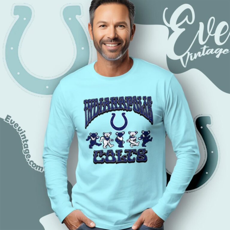 Dancing Bears Indianapolis Colts Grateful Dead Shirt Long Sleeve Tee Dancing Bears Indianapolis Colts Grateful Dead Shirt Long Sleeve Tee