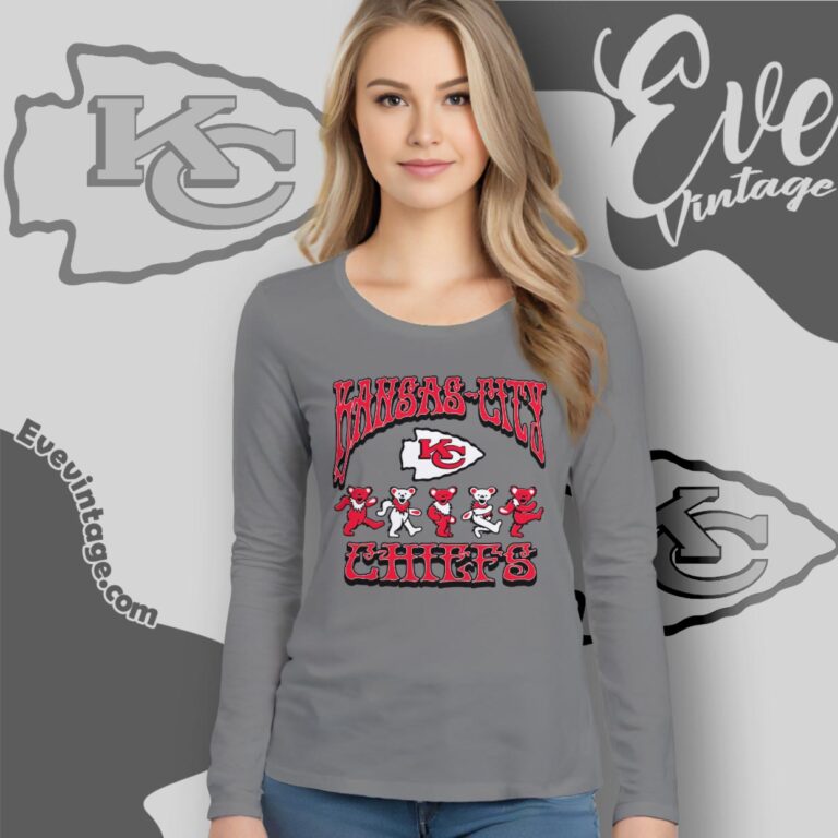 Dancing Bears Kansas City Chiefs Grateful Dead Shirt Long Sleeve Tee Dancing Bears Kansas City Chiefs Grateful Dead Shirt Long Sleeve Tee