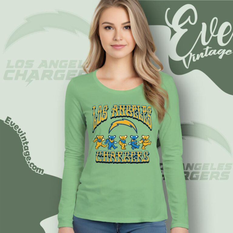 Dancing Bears Los Angeles Chargers Grateful Dead Shirt Long Sleeve Tee Dancing Bears Los Angeles Chargers Grateful Dead Shirt Long Sleeve Tee