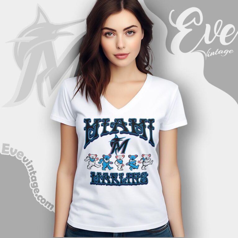 Dancing Bears Miami Marlins Grateful Dead Shirt V Neck TShirt Dancing Bears Miami Marlins Grateful Dead Shirt V Neck TShirt