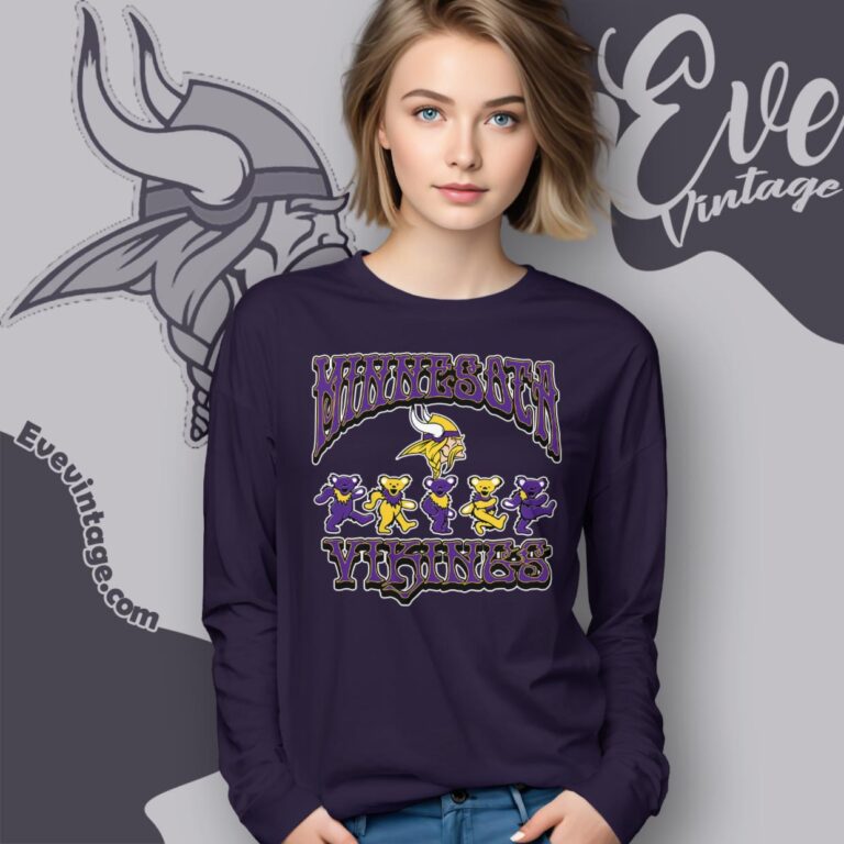 Dancing Bears Minnesota Vikings Grateful Dead Shirt Long Sleeve Tee Dancing Bears Minnesota Vikings Grateful Dead Shirt Long Sleeve Tee