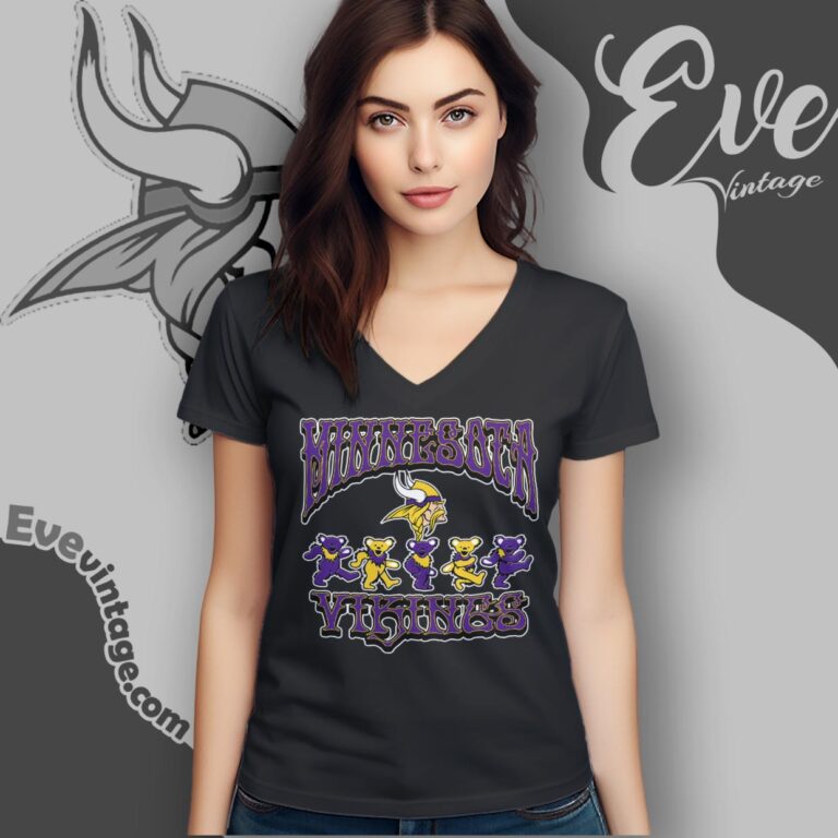 Dancing Bears Minnesota Vikings Grateful Dead Shirt V Neck TShirt Dancing Bears Minnesota Vikings Grateful Dead Shirt V Neck TShirt