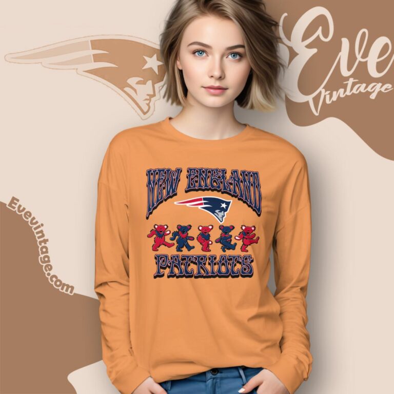 Dancing Bears New England Patriots Grateful Dead Shirt Long Sleeve Tee Dancing Bears New England Patriots Grateful Dead Shirt Long Sleeve Tee