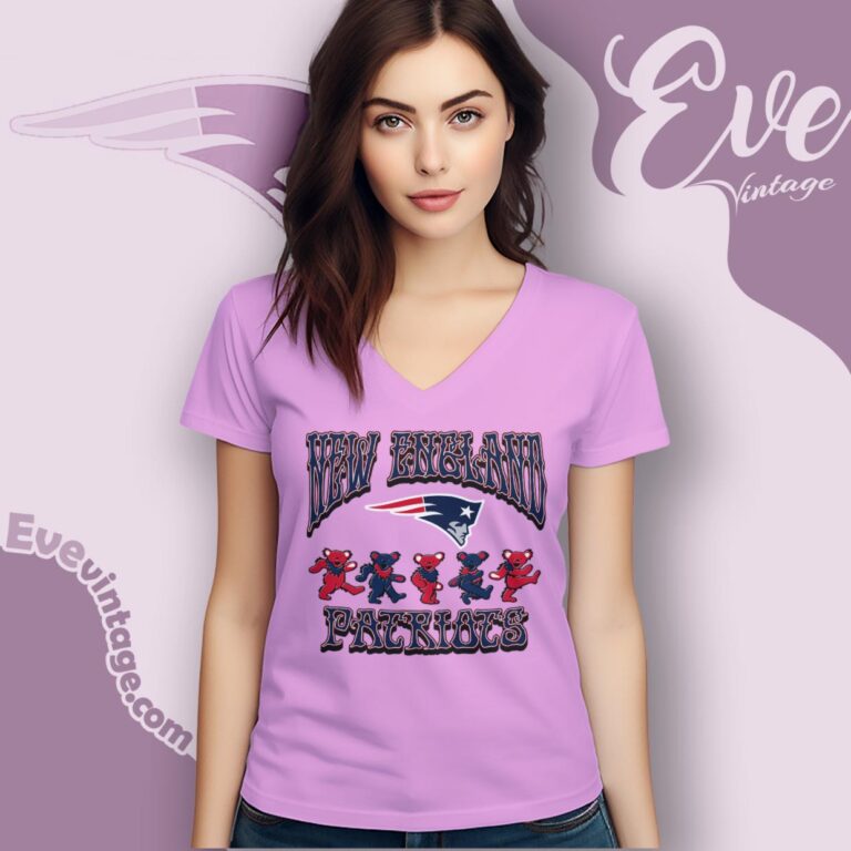 Dancing Bears New England Patriots Grateful Dead Shirt V Neck TShirt Dancing Bears New England Patriots Grateful Dead Shirt V Neck TShirt