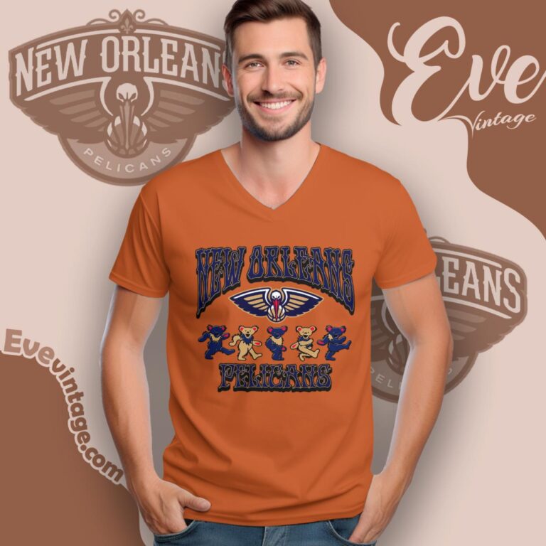 Dancing Bears New Orleans Pelicans Grateful Dead Shirt V Neck TShirt Dancing Bears New Orleans Pelicans Grateful Dead Shirt V Neck TShirt
