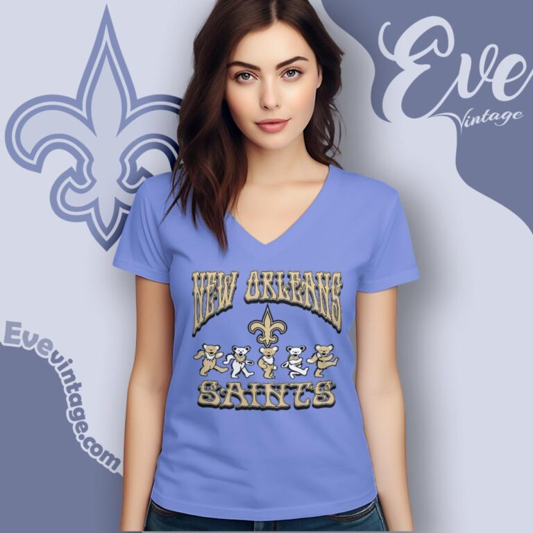 Dancing Bears New Orleans Saints Grateful Dead Shirt V Neck TShirt Dancing Bears New Orleans Saints Grateful Dead Shirt V Neck TShirt
