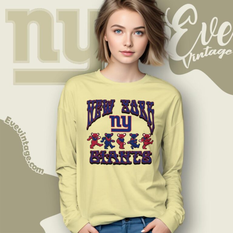 Dancing Bears New York Giants Grateful Dead Shirt Long Sleeve Tee Dancing Bears New York Giants Grateful Dead Shirt Long Sleeve Tee