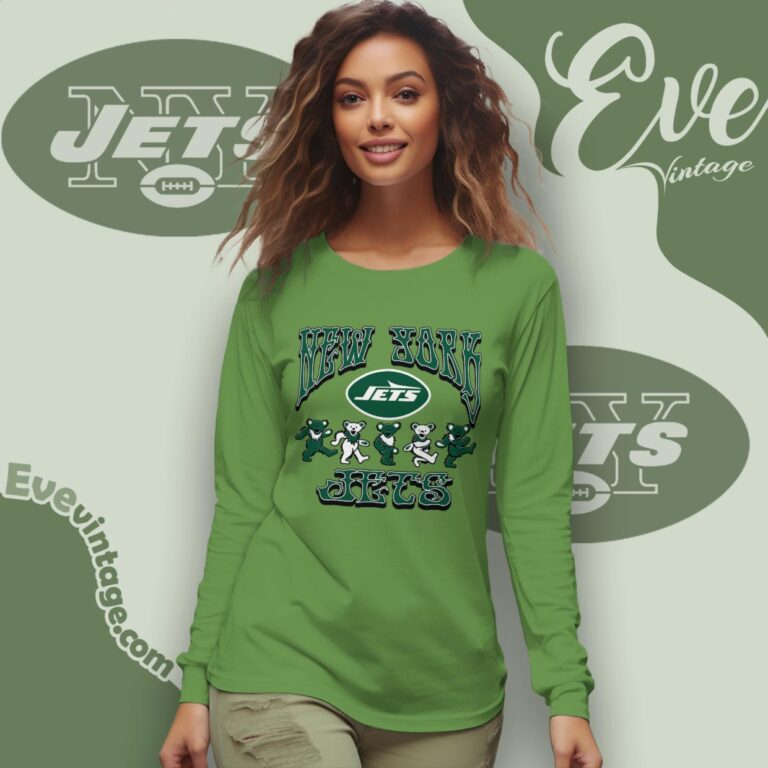 Dancing Bears New York Jets Grateful Dead Shirt Long Sleeve Tee Dancing Bears New York Jets Grateful Dead Shirt Long Sleeve Tee