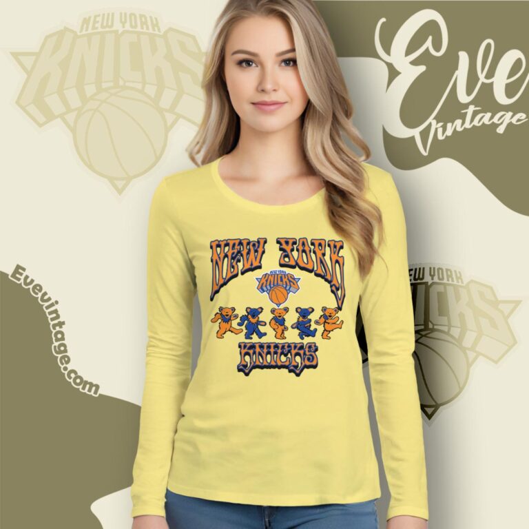 Dancing Bears New York Knicks Grateful Dead Shirt Long Sleeve Tee Dancing Bears New York Knicks Grateful Dead Shirt Long Sleeve Tee