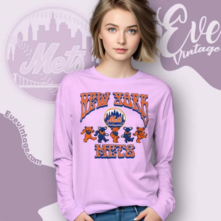 Dancing Bears New York Mets Grateful Dead Shirt Long Sleeve Tee Dancing Bears New York Mets Grateful Dead Shirt Long Sleeve Tee
