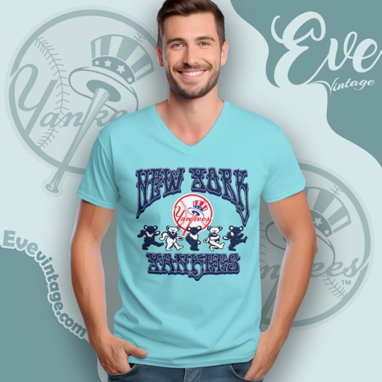 Dancing Bears New York Yankees Grateful Dead Shirt V Neck TShirt Dancing Bears New York Yankees Grateful Dead Shirt V Neck TShirt