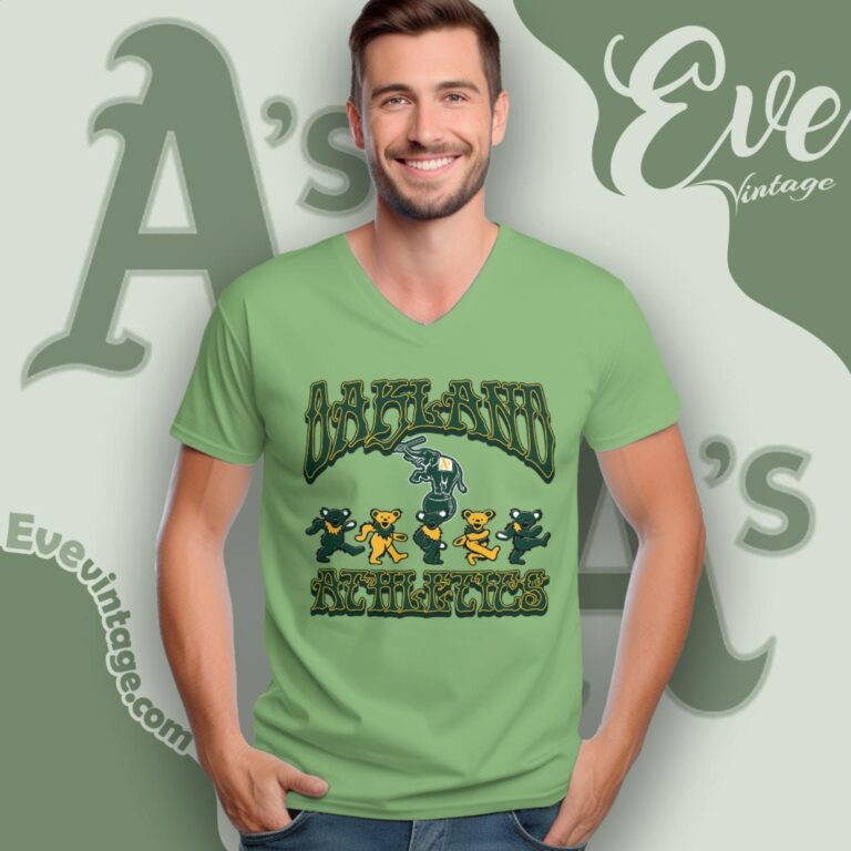 Dancing Bears Oakland Athletics Grateful Dead Shirt V Neck TShirt Dancing Bears Oakland Athletics Grateful Dead Shirt V Neck TShirt