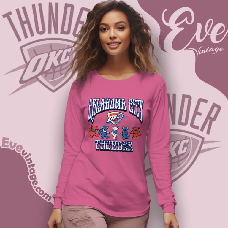 Dancing Bears Oklahoma City Thunder Grateful Dead Shirt Long Sleeve Tee Dancing Bears Oklahoma City Thunder Grateful Dead Shirt Long Sleeve Tee