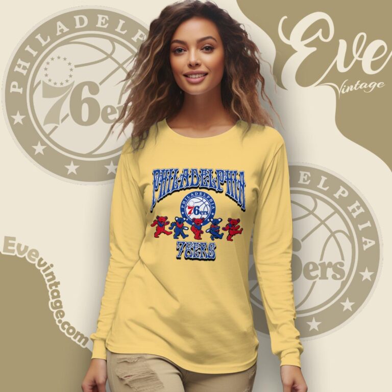 Dancing Bears Philadelphia 76ers Grateful Dead Shirt Long Sleeve Tee Dancing Bears Philadelphia 76ers Grateful Dead Shirt Long Sleeve Tee