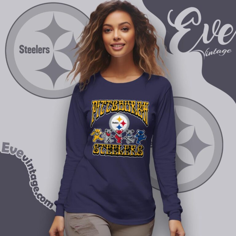 Dancing Bears Pittsburgh Steelers Grateful Dead Shirt Long Sleeve Tee Dancing Bears Pittsburgh Steelers Grateful Dead Shirt Long Sleeve Tee
