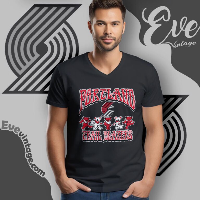 Dancing Bears Portland Trail Blazers Grateful Dead Shirt V Neck TShirt Dancing Bears Portland Trail Blazers Grateful Dead Shirt V Neck TShirt