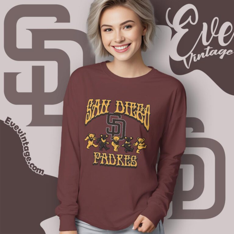 Dancing Bears San Diego Padres Grateful Dead Shirt Long Sleeve Tee Dancing Bears San Diego Padres Grateful Dead Shirt Long Sleeve Tee