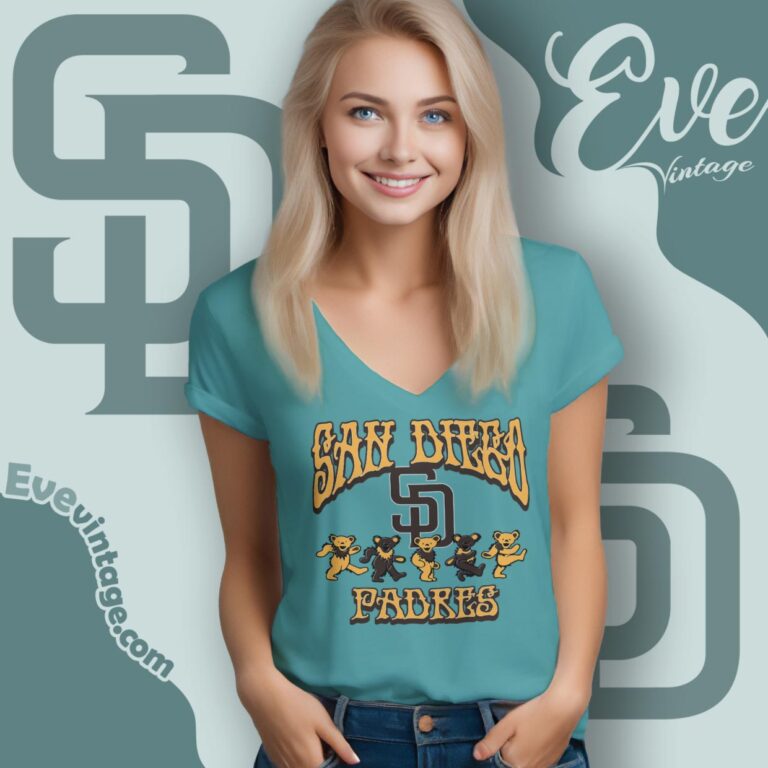 Dancing Bears San Diego Padres Grateful Dead Shirt V Neck TShirt Dancing Bears San Diego Padres Grateful Dead Shirt V Neck TShirt