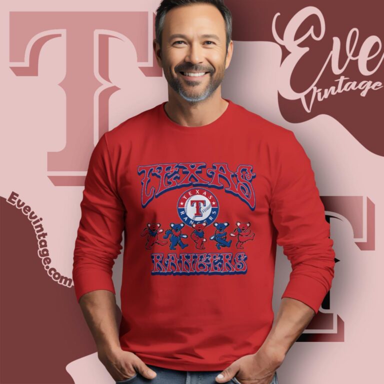 Dancing Bears Texas Rangers Grateful Dead Shirt Long Sleeve Tee Dancing Bears Texas Rangers Grateful Dead Shirt Long Sleeve Tee
