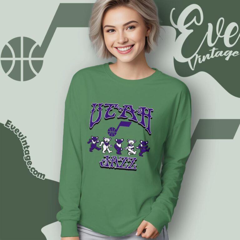 Dancing Bears Utah Jazz Grateful Dead Shirt Long Sleeve Tee Dancing Bears Utah Jazz Grateful Dead Shirt Long Sleeve Tee