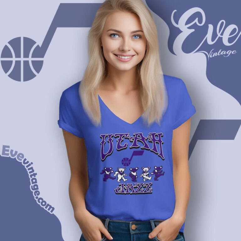 Dancing Bears Utah Jazz Grateful Dead Shirt V Neck TShirt Dancing Bears Utah Jazz Grateful Dead Shirt V Neck TShirt