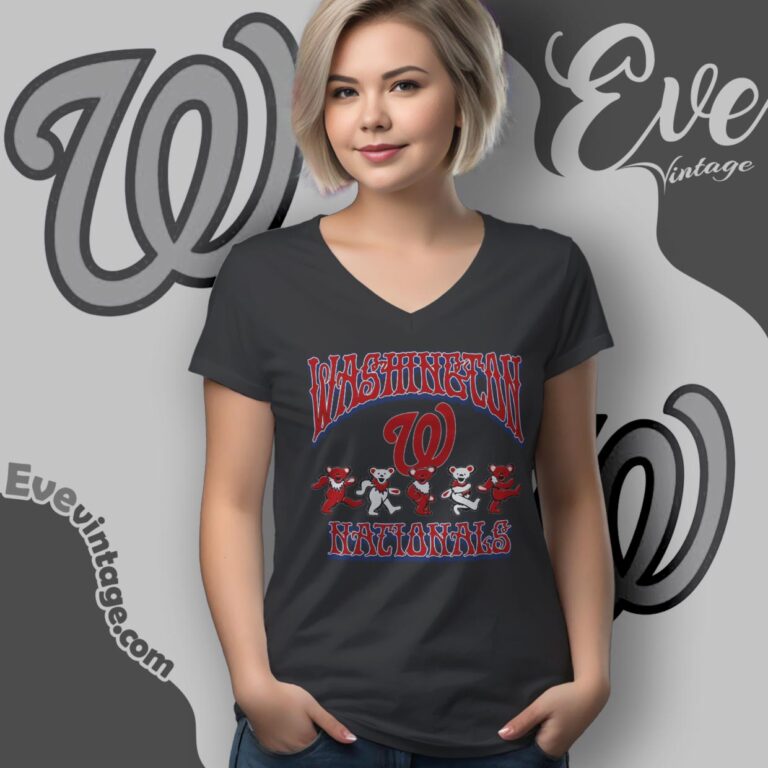 Dancing Bears Washington Nationals Grateful Dead Shirt V Neck TShirt Dancing Bears Washington Nationals Grateful Dead Shirt V Neck TShirt