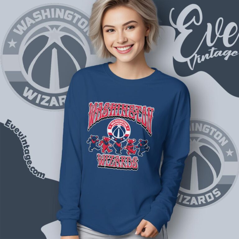 Dancing Bears Washington Wizards Grateful Dead Shirt Long Sleeve Tee Dancing Bears Washington Wizards Grateful Dead Shirt Long Sleeve Tee