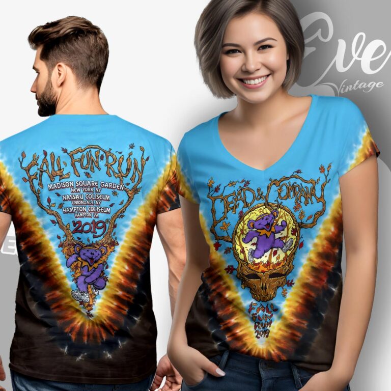 Dead And Company Fall Fun Run 2019 Tie Dye V neck Dead And Company Fall Fun Run 2019 Tie Dye V neck