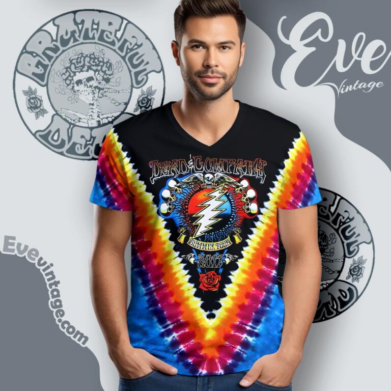 Dead And Company Summer Tour 2017 Official Tie Dye V Neck TShirt Dead And Company Summer Tour 2017 Official Tie Dye V Neck TShirt