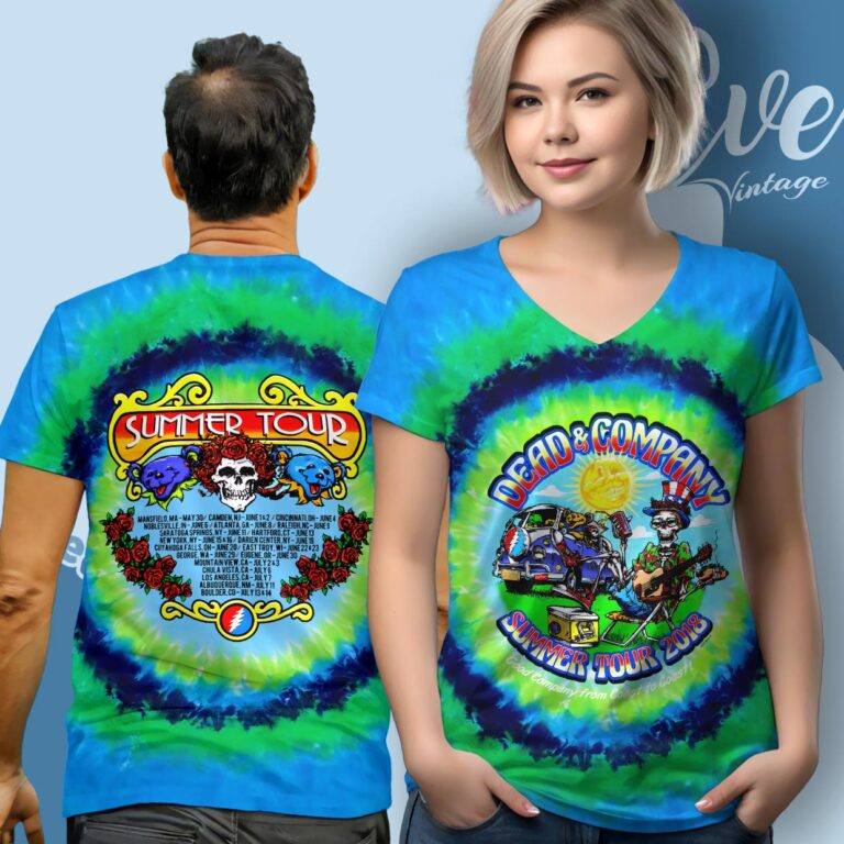 Dead & Co 2018 Summer Tour Tie dye V Neck TShirt Dead & Co 2018 Summer Tour Tie dye V Neck TShirt
