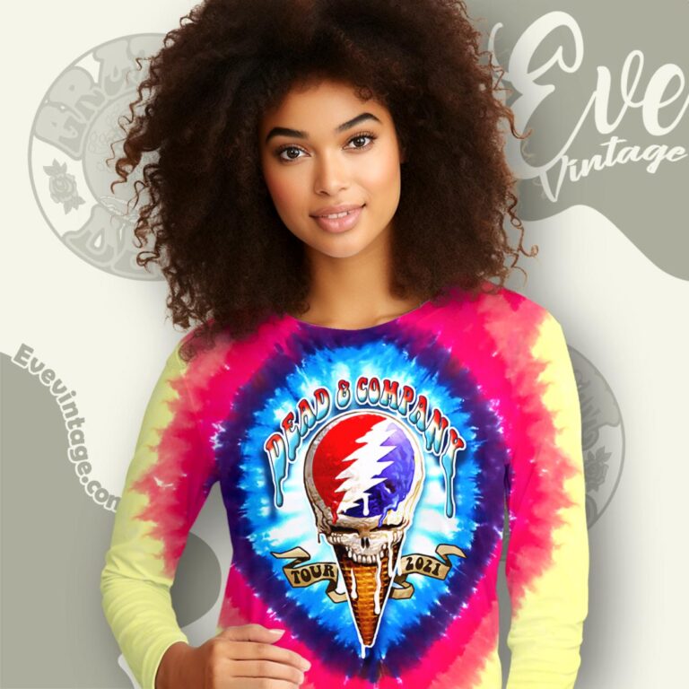 Dead Company Ice Cream Stealie Tour 2021 Tie dye Shirt Long Sleeve Tee Dead Company Ice Cream Stealie Tour 2021 Tie dye Shirt Long Sleeve Tee