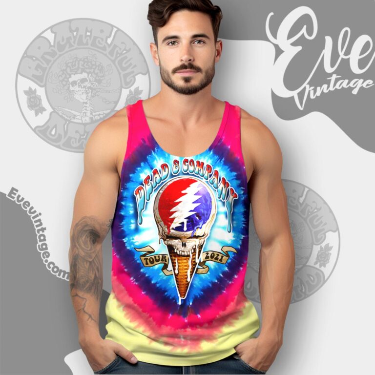 Dead Company Ice Cream Stealie Tour 2021 Tie dye Shirt Tank Top Racerback Dead Company Ice Cream Stealie Tour 2021 Tie dye Shirt Tank Top Racerback