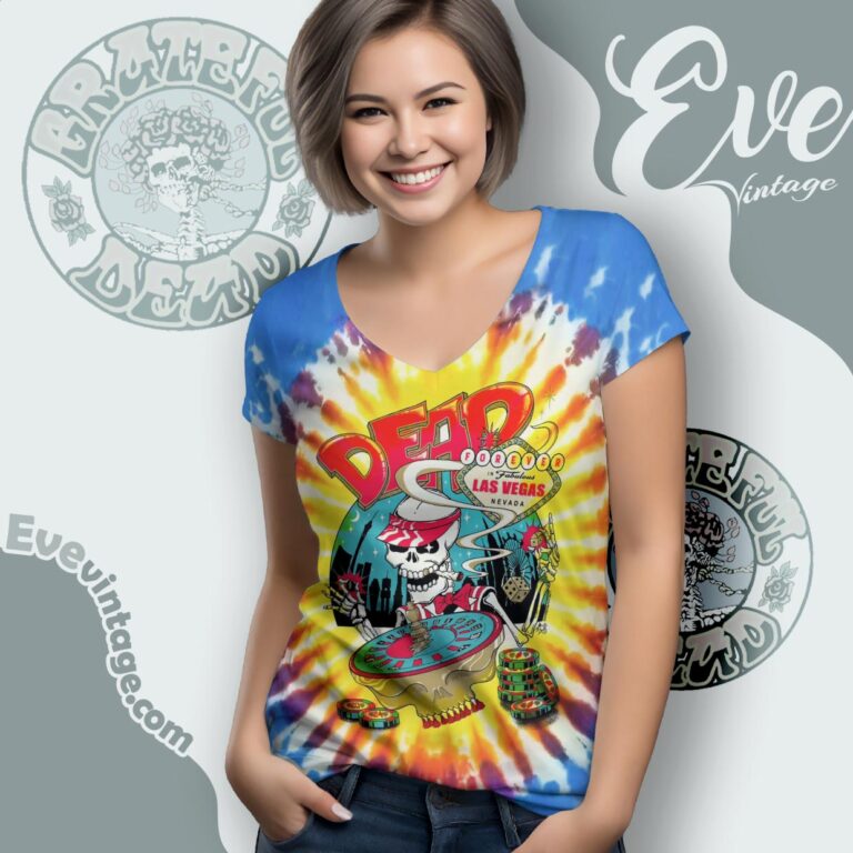 Dead Forever Las Vegas 2024 Tie dye V Neck TShirt Dead Forever Las Vegas 2024 Tie dye V Neck TShirt